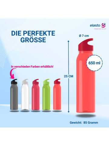 elasto Trinkflasche Active "Wave" in transparent-rot/standard-rot - 650 ml