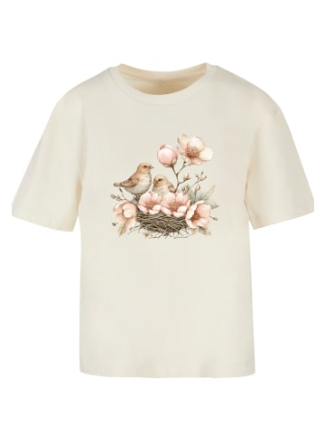 F4NT4STIC Everyday Tee Vogelnest Blumen in Whitesand