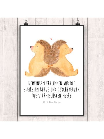 Mr. & Mrs. Panda Print Igel händchenhaltend mit Spruch in Weiß