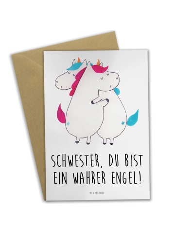 Mr. & Mrs. Panda Glückwunschkarte Schwester Engel mit Spruch in Weiß