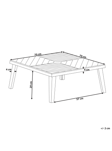 Beliani Couchtisch BARATTI in Braun - (W) 70 x (H) 33 x (L) 70 cm