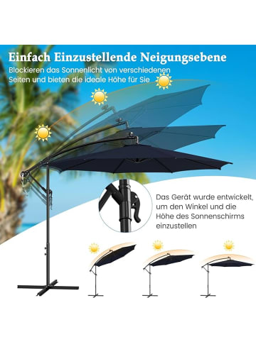 COSTWAY Sonnenschirm Ø300cm LED in Dunkelblau