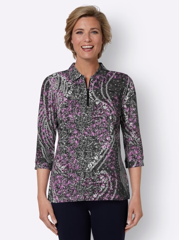 Sieh an! Poloshirt in orchidee-schwarz-bedruckt