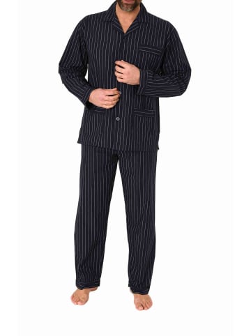 NORMANN langarm Schlafanzug Pyjama gewebt zum Knöpfen - 80163 in anthrazit