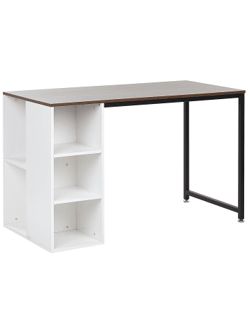 Beliani Schreibtisch DESE in Braun/Weiß/Schwarz - (W) 120 x (H) 75 x (L) 60 cm