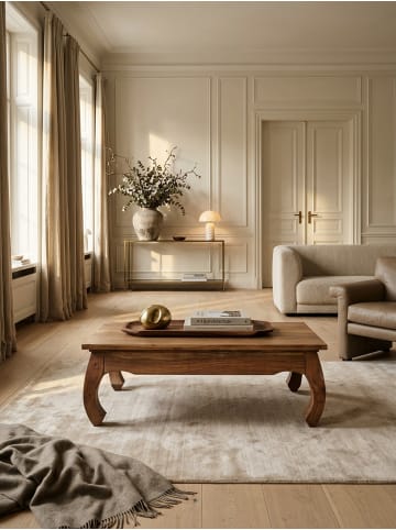 KADIMA DESIGN Couchtisch KANADA: Opium-Form, Massivholz, Akazienholz, pflegeleicht in Braun