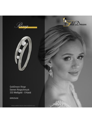 GoldDream 333 Weißgold - 8 Karat Damen Ringe 3er Zirkonia Fingerring  58 (18,5)