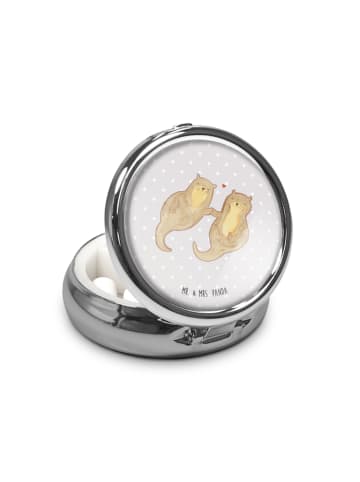 Mr. & Mrs. Panda Pillendöschen Otter Hände halten ohne Spruch in Grau Pastell