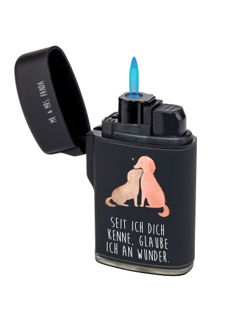 Mr. & Mrs. Panda sturmfeuerzeug Hunde Liebe mit Spruch in Schwarz