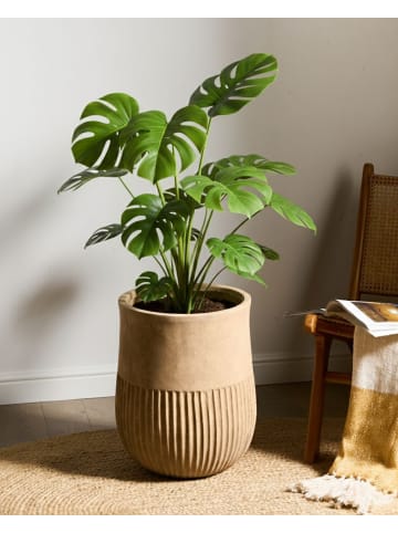 Beliani Outdoor Blumentopf PYLAROS in Beige - (W) 36 x (H) 47 x (L) 36 cm