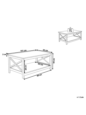 Beliani Couchtisch FOSTER in Schwarz - (W) 55 x (H) 45 x (L) 100 cm