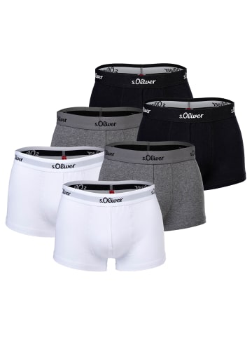 S. Oliver Boxershort 6er Pack in Grau/Schwarz/Weiß