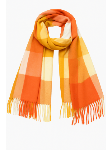 Faera Weicher Strickschal mit Fransen und geometrischem Muster in Gelb