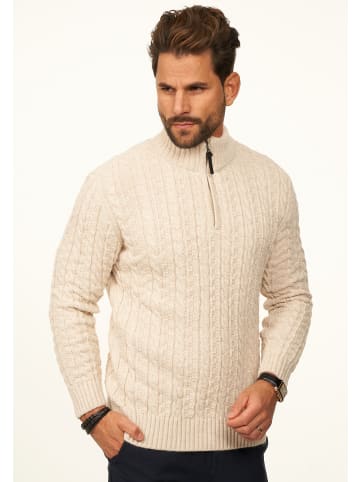 DAILY COTTON Strickpullover - als Grobstrick Troyer Pulli mit Zopfmuster für Herren in Beige