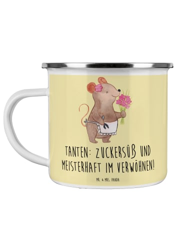 Mr. & Mrs. Panda Trinkbecher Tante Zuckersüß mit Spruch in Gelb Pastell