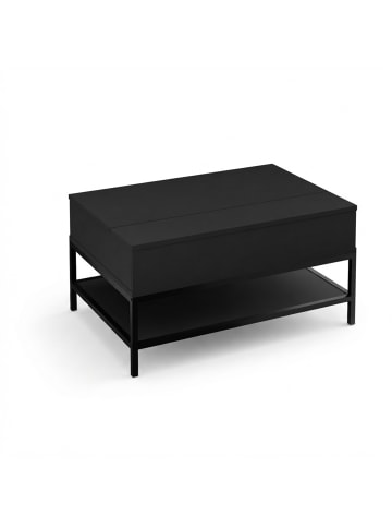 relaxdays Couchtisch in Schwarz - (B)90 x (H)45,5 x (T)60 cm