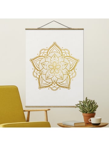 WALLART Stoffbild - Mandala Blüte Sonne Illustration Set in Gold