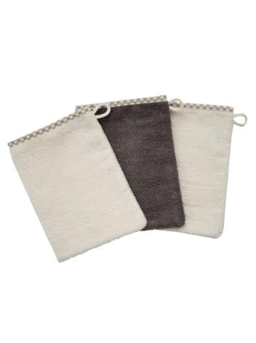 Wörner Waschhandschuh 3er Pack - Uni Natur Hell in beige,braun