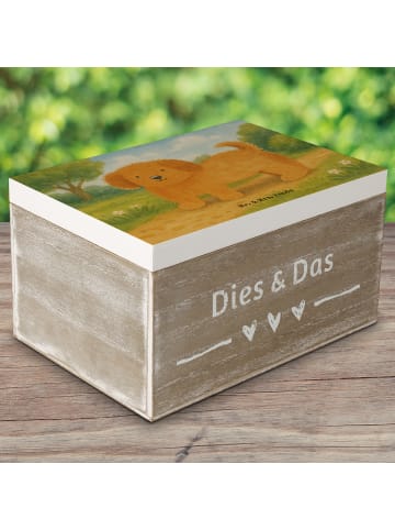 Mr. & Mrs. Panda Holzkiste Hund Flauschig Design ohne Spruch in Weiß