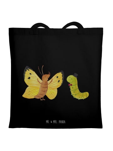Mr. & Mrs. Panda Shopping Tasche Raupe Schmetterling ohne Spruch in Schwarz