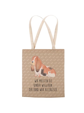 Mr. & Mrs. Panda Tote Bag Hund Basset Hound mit Spruch in Hundeglück