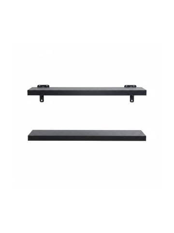 relaxdays 3 x Wandregal in Schwarz - (B)80 x (H)4 x (T)23 cm