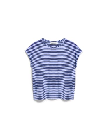 armedangels T-Shirt Slub in blau weiß