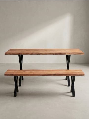 KADIMA DESIGN Esstisch Massivholz Industrial, Akazieholz mit X-Beinen