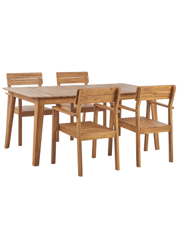 Beliani 5-tlg Gartentisch Set FORNELLI in Heller Holzfarbton