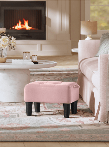 SONGMICS Sitzhocker Maceo in Rosa-Schwarz - (B)32 x (H)26 x (T)40 cm