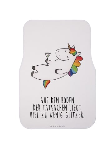 Mr. & Mrs. Panda Fahrer Autofußmatte Einhorn Blümchentail mit Spruch in Weiß
