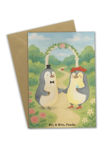 Mr. & Mrs. Panda Grußkarte Hochzeit Pinguin Design ohne Spruch in Weiß