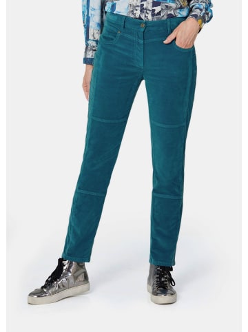 GOLDNER Samthose Bequeme Samthose mit Wascheffekt in dunkelpetrol