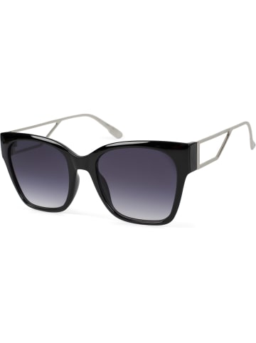styleBREAKER Sonnenbrille in Schwarz-Silber / Grau Verlauf