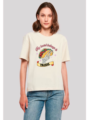 F4NT4STIC Ladies Everyday Tee Anti Valentinstag My Herz belongs to tacos in Whitesand