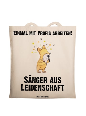 Mr. & Mrs. Panda Schultertasche Sänger Leidenschaft mit Spruch in Creme