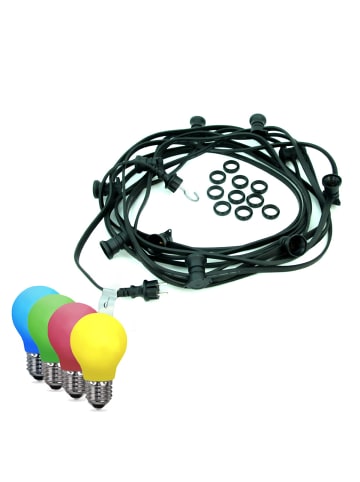 SATISFIRE Garten Party Lichterkette Illu 50 bunte LED Tropfenlampen 50m in schwarz