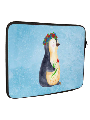 Mr. & Mrs. Panda Notebook Tasche Pinguin Blumen ohne Spruch in Eisblau