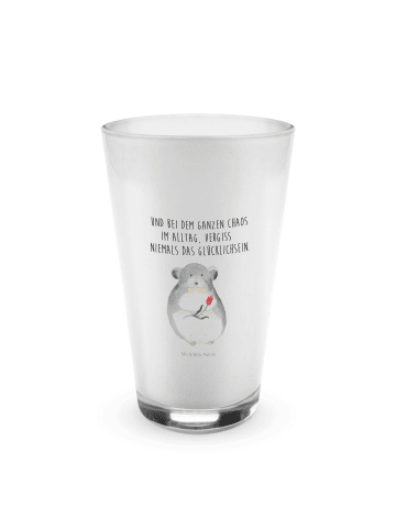 Mr. & Mrs. Panda Wasserglas Chinchilla Blume mit Spruch in Transparent