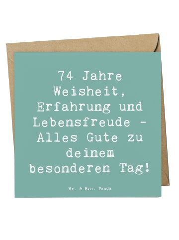 Mr. & Mrs. Panda Einladungskarte Spruch 74. Geburtstag mit Spruch in Meeresbrise
