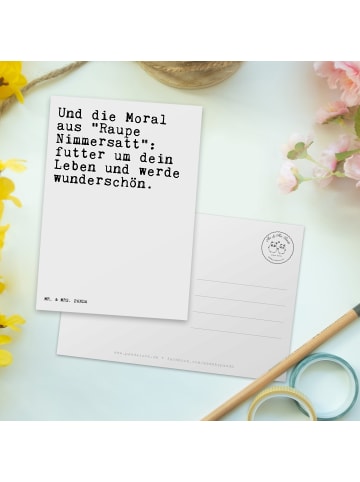 Mr. & Mrs. Panda Postkarte Und die Moral aus... mit Spruch in Weiß