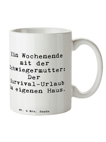Mr. & Mrs. Panda Tasse Schwiegermutter Abenteuer mit Spruch in Weiß