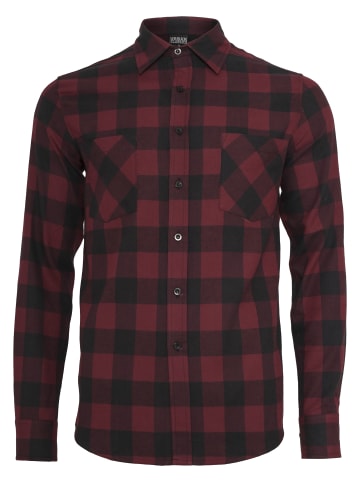 Urban Classics Long Sleeve Shirt in blk/burgundy