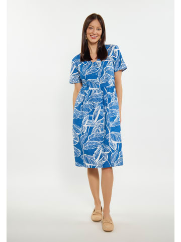 Usha Damen Kleid in Blau Wollweiss
