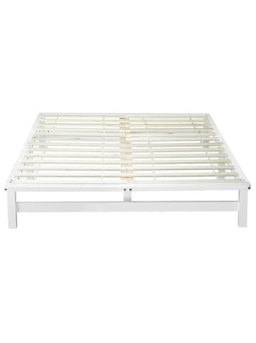 Homestyle4u Palettenbett 140x200 mit Lattenrost in Weiß