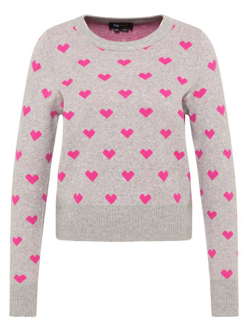 myMo at night Damen Strickpullover in Grau Mehrfarbig