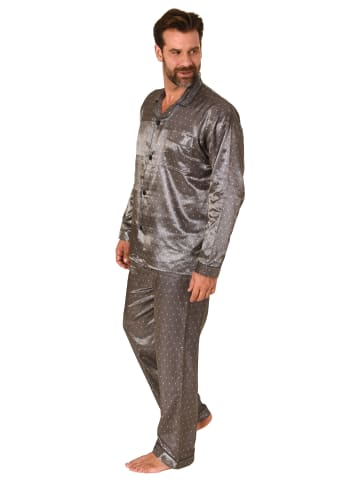 NORMANN atin Pyjama durchknöpfbareSchlafanzug - 77588 in anthrazit