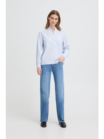 ICHI Langarm IHLITU Regular fit in CREME W. BLUE STRIPE