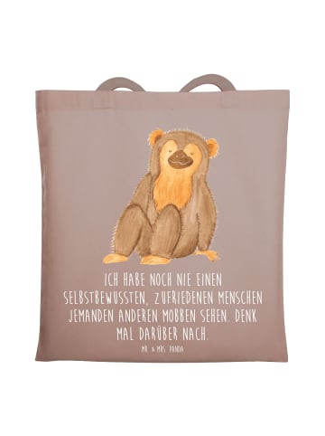 Mr. & Mrs. Panda Tote Bag Mobbing bewältigen mit Spruch in Braun Pastell