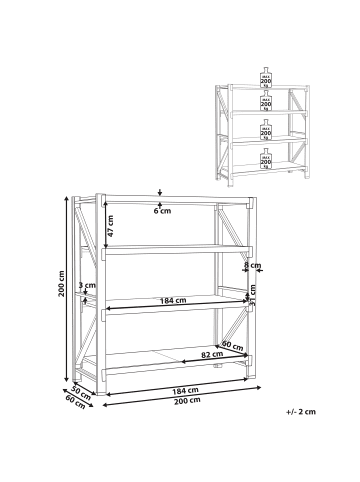 Beliani Ablageregal FIUGGI in Orange/Blau - (W) 200 x (H) 200 x (L) 60 cm